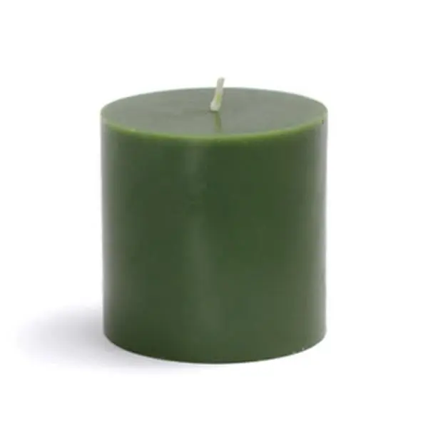 Zest Candle CPZ-079-12 Unscented Hunter Green Handpoured Wax Smokeless Dripless Pillar Candles, 3x3 in, 40-Hour Burn Time, 12-Piece Bulk Case for Home Decor, Room Decor Accessories, 40 Hours