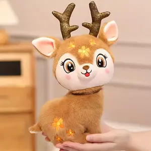 Starry Sika Deer Plush Toy, Soft Reindeer Elk with Golden Antlers, Ideal for Birthdays, Easter, Valentines Gifts, Festive Decor