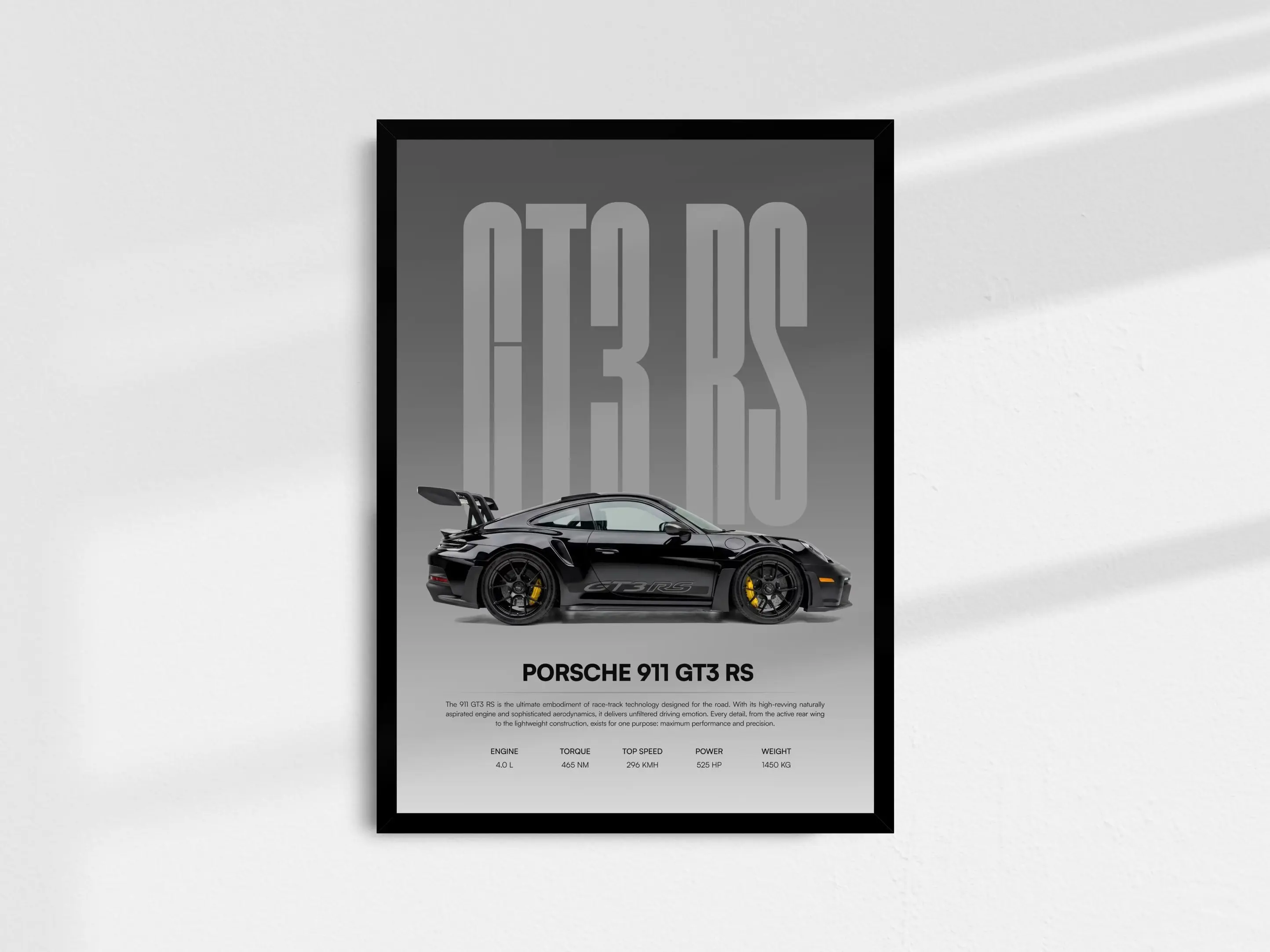 Porsche 911 GT3 RS Poster, Minimalist Automotive Art Porsche 911 GT3 RS Poster, Minimalist Automotive Art
