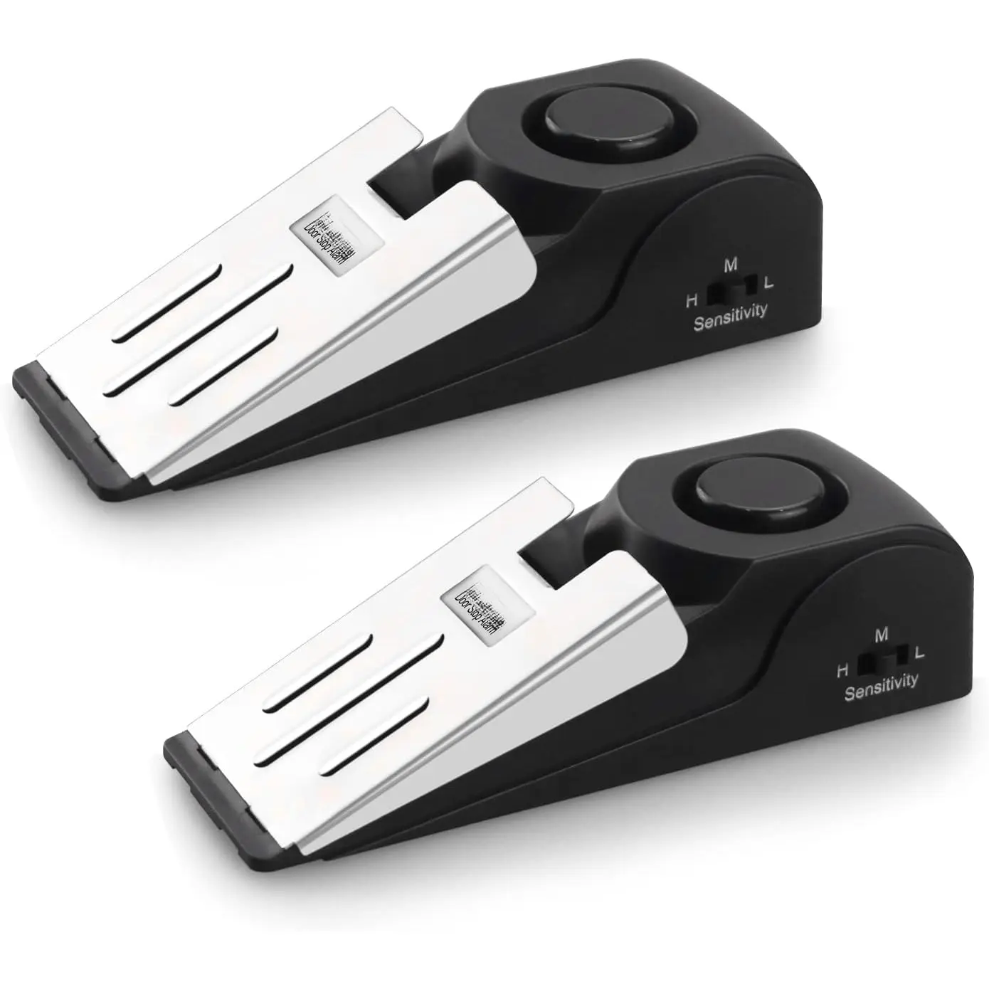 2 Pack Door Stop , Door Stopper with 120DB  , Floor Wedge Door Stop Siren, Door  Devices for Traveling, Apartment, Hotel and Home, Black