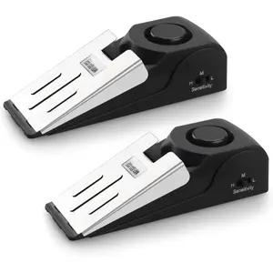 2 Pack Door Stop , Door Stopper with 120DB  , Floor Wedge Door Stop Siren, Door  Devices for Traveling, Apartment, Hotel and Home, Black