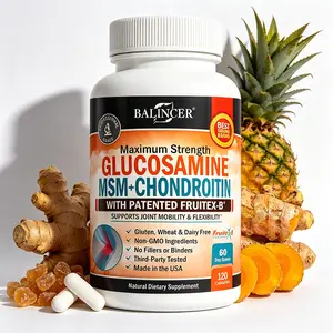 Glucosamine Chondroitin - Collagen peptides, turmeric and ginger, hyaluronic acid, glucosamine chondroitin sulfate - Gluten-free, non-GMO, 120 capsules