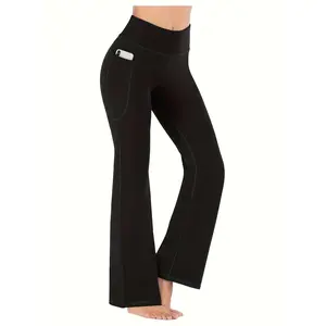 funyh Seamless Butt Lifting Workout Flared Leggings For Women, High Waist Yoga Bootcut Pants With Pockets, Women's Activewear