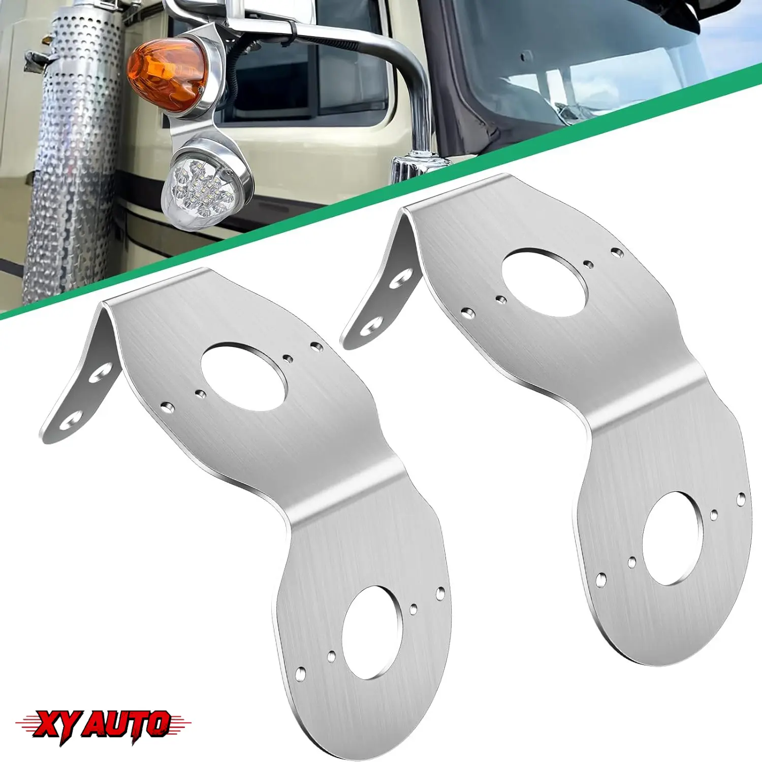 2 Pcs Upgraded Dual-Slot Stainless Steel Watermelon Mirror Turn Signal Mounting Bracket, Metal Plate Holder Fit for 2 pcs Lights Installation