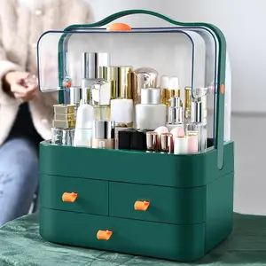 1pc/Multifunctional Makeup Organizer Box, Transparent Dustproof Large Capacity Desktop Storage Container for Skincare & Jewelry