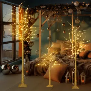 4/6/8ft Warm White LED Birch Tree Light, Fairy Light Elf Tree Decoration, Tree Light Suitable For Party Bedroom Decoration, Outdoor Activities, Valentine'S Day, Christmas And Halloween Decoration, Indoor And Outdoor Use,Specialty Tree Decor