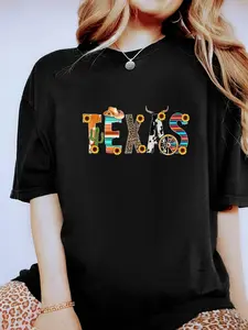 100% Cotton Texas For Women Cactus Texas For Girl, Texas Yall T-Shirt Casual Short Sleeve Shirt, Loose Streetwear, Summer Fashion Top