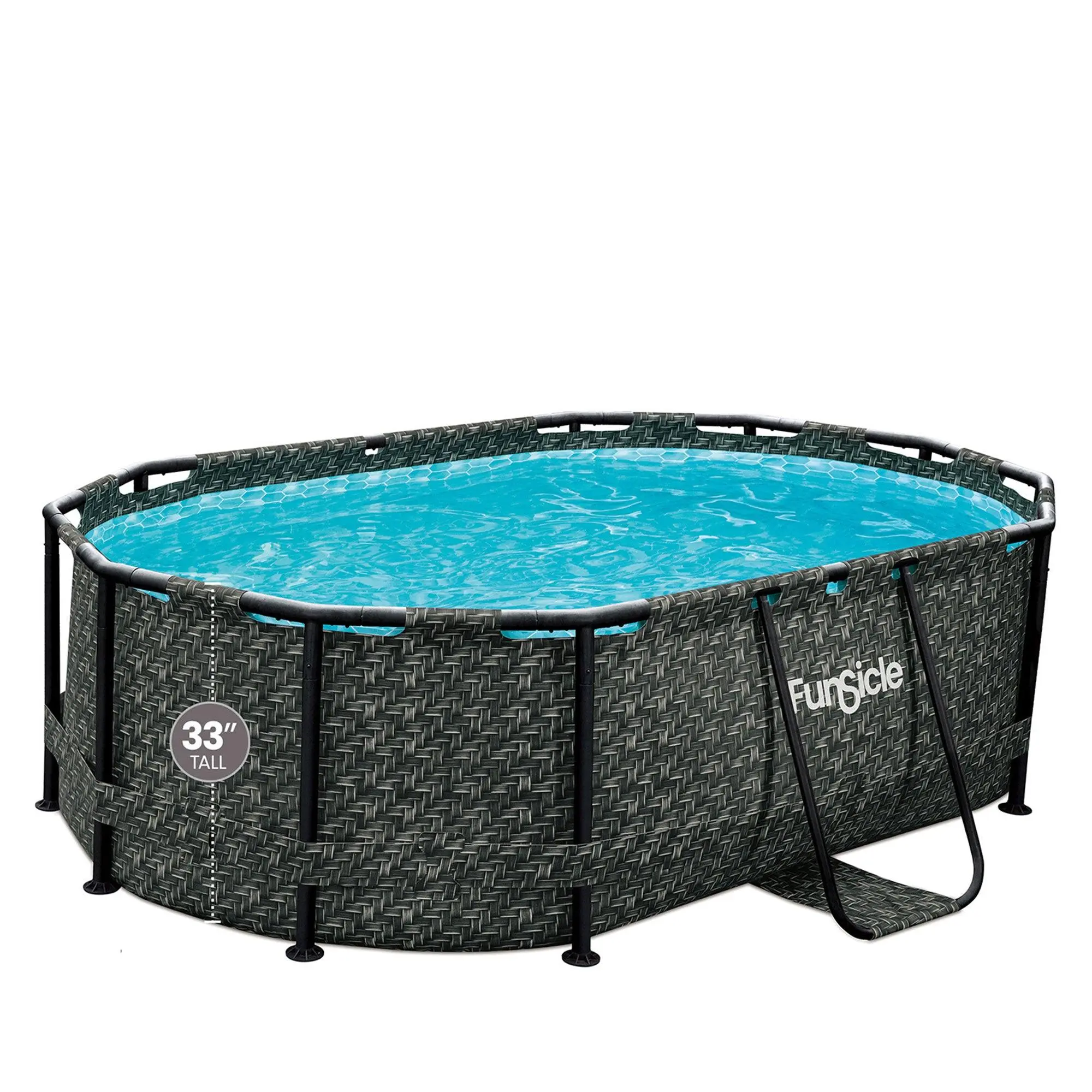 Funsicle Oasis Oval Above Ground Swimming Pool, Dark Herringbone Funsicle Oasis Oval Above Ground Swimming Pool, Dark Herringbone