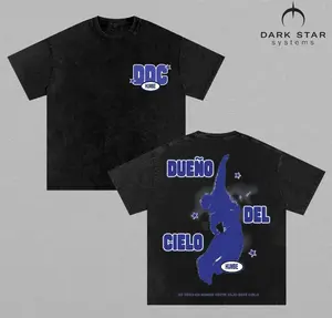 HUMBE Dueño Del Cielo Washed T-Shirt Latin Pop Concert Tee Retro Music Graphic Shirt Vintage Streetwear Oversized Acid Wash Tour Style Double Sided Unisex Summer Fashion Tee 2026 Indie Pop Fan Gift