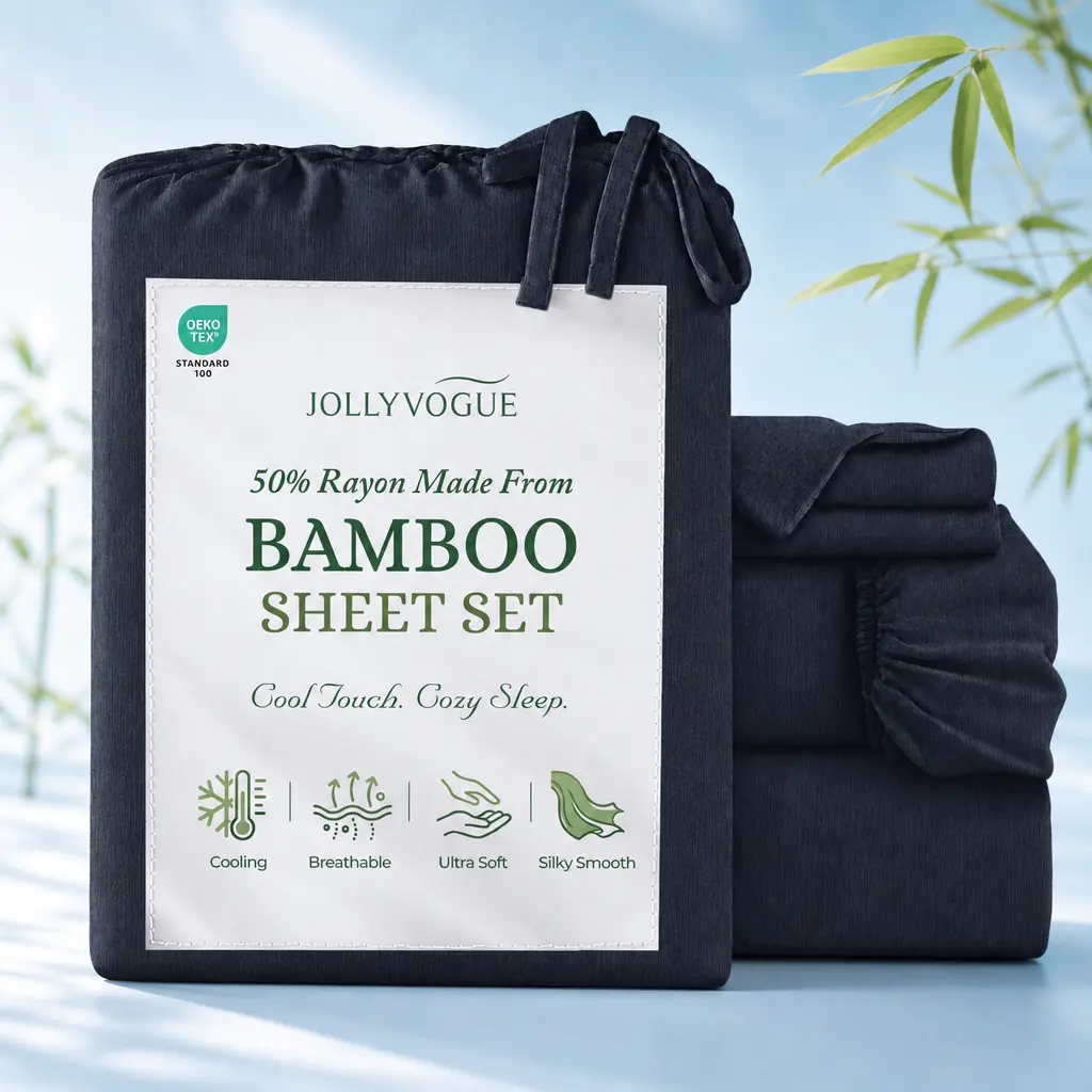 Bamboo Sheet Set - 4 Pc Bedding Set with 16'' Deep Pocket Lightweight, Twill, Smooth Fitted Sheets, Cooling Breathable, Hotel Luxury Super Silky Soft, Wrinkle & Fade Resistant