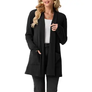 GRECERELLE Womens 2026 Fall Winter Casual Shawl Neck Long Sleeve Relaxed Fit Open Front Cardigan with Pockets (XS - 3XL)