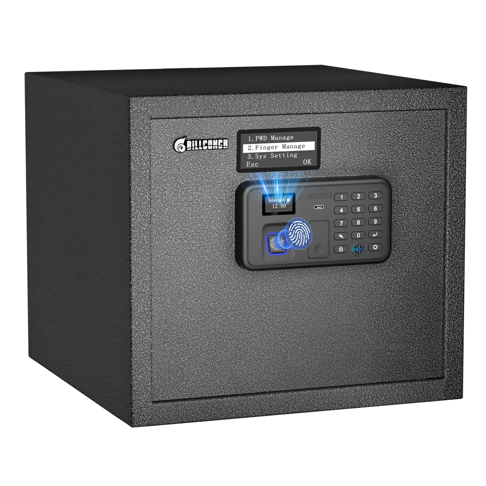 Billconch Smart Gun Safe for Multiple Pistols - Automatic Lock Safe Box with LCD Display/Voice Guide, Quick Access Unlock with Fingerprint/Keypad/Key/App, Biometric Handgun Safe for Money Valuables