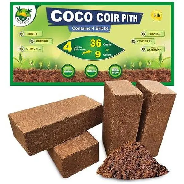 MODELLOR 4 Bricks (5 lb) Premium Super Washed Coco Coir, Yields 9 gallons, Seed Starter, Organic, pH Balanced, Gardening, Indoor, Outdoor use.