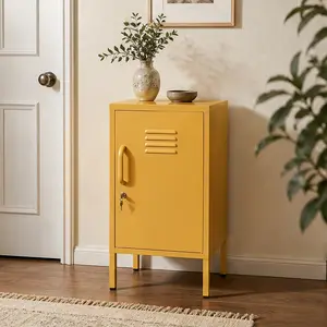 ARCH 27.17-Inch Yellow Heavy-Duty Steel Standalone Storage Cabinet - Compact Midsize Cupboard with Adjustable Shelf, Lockable Door, for Home Office Use, Compact Midsize Cabinets, Heavy-Duty Cabinets