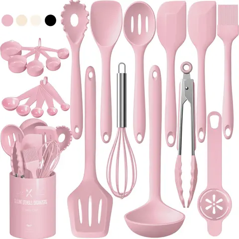 Complete Silicone Cooking Tool Set, Heat Resistant & Dishwasher Safe, BPA Free Spatula, Tweezers, Spoon, Pot Lid Lifter, Kitchen Essentials, Kitchen Cooking Accessories, Kitchen Utensils
