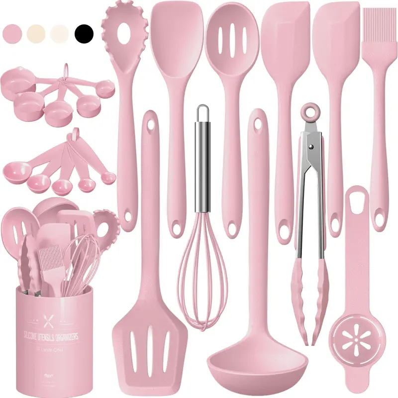 Complete Silicone Cooking Tool Set, Heat Resistant & Dishwasher Safe, BPA Free Spatula, Tweezers, Spoon, Pot Lid Lifter, Kitchen Essentials, Kitchen Cooking Accessories, Kitchen Utensils