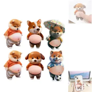 6pcs/set 3D Dimensional Stickers, Ultra Soft Silicone Anti-Collision Puppy Protector, Cute Decorative Sticker for Laptop, Phone, Car, Car Decals, Squishy Stress Relief for Kids & Adults