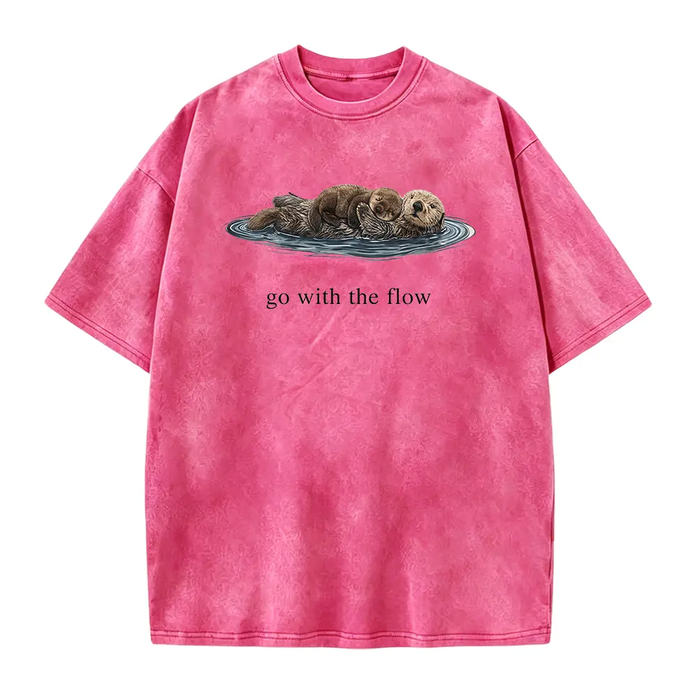 Vintage Go With The Flow Otter T-Shirt, Funny Animals Tee
