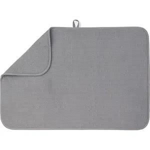 XL Dish Mat 24" x 17" LARGEST MAT Microfiber Dish Drying Mat Super Absorbent Dark Gray