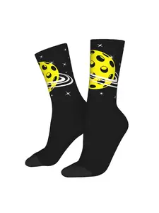 1pc Pickleball Men'S Novelty Socks | Crew Sock with All Over Print, Elastane, Knit Fabric
