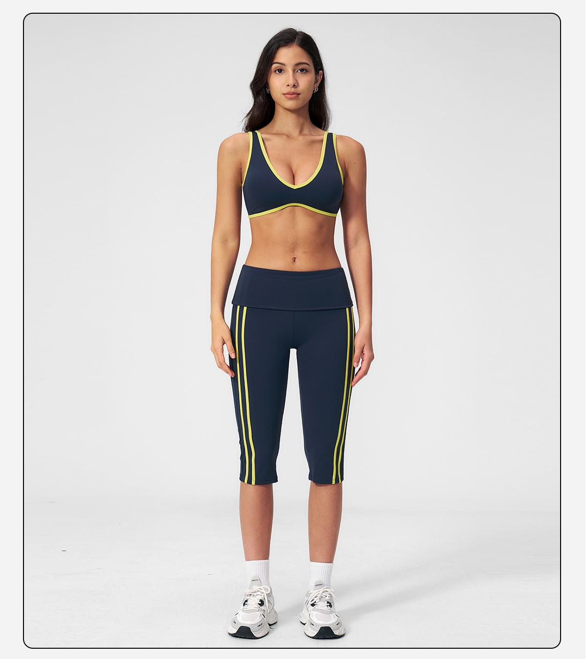 MFVIM Women's 2-Piece Matching Striped Workout Set - Color-Block Sports Bra & High-Waisted Shorts, Women's Gym Wear Ideal for Running & Outdoor Activities, Workout Sets For Women,back to school,back to school haul