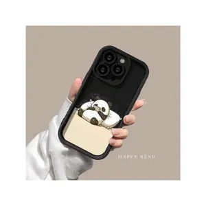 Cute Panda Pattern Phone Case, 1 Count Anti-Drop Cellphone Protective Case, Shockproof Mobile Phone Cover For IPhone 16 Pro Max 15 14 13 12 11