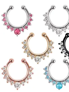 Alloy Rhinestone Fake Nose Ring, Nose Cuff, Spiral Nose Ring, No Piercing Body Jewelry, Wholesale Factory Direct, Hot Selling Export Item