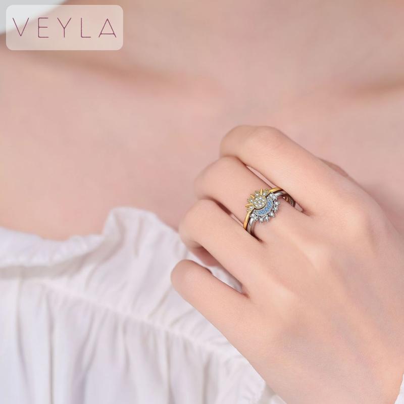 Adjustable Sun & Moon Ring Set, Gold & Silver Nested Rings, for Couples, Romantic Friendship & Love Jewelry, Stylish Stackable Rings, Perfect Gift for Valentine’s Day, Christmas, Birthday & Anniversary – Veyla