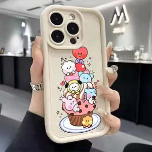 Cartoon Cute Kpop B-bt21 Phone Case Suitable for iPhone 17 16e 16 15 14 13 12 11 Mini Pro Max Air X XR XSMAX 8 7 Plus Anti Fall Soft TPU Back Cover