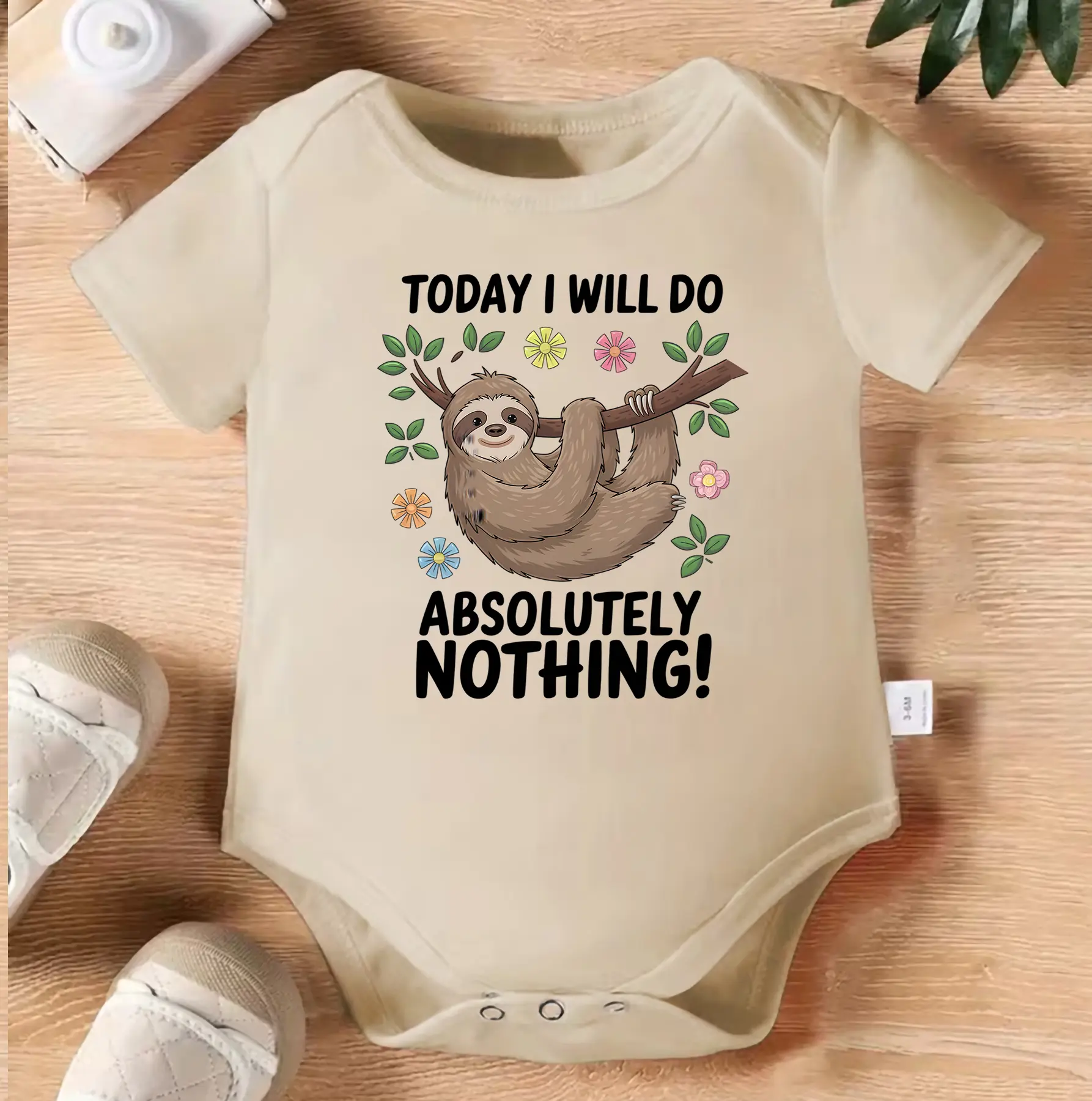 Today I Will Do Absolutely Nothing Baby Bodysuit | Funny Sloth Infant Onesie | Lazy Sloth Baby Outfit | Cute Animal Baby Clothes | Humorous Baby Romper | Baby Shower Gift for Boys Girls
