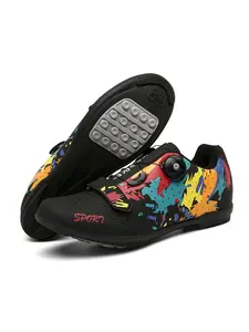 Men's Professional Road Bike Rubber Cycling Shoes, Adjustable Buckle Lock, Breathable Vent Design, Lightweight Comfort, Sporty Style