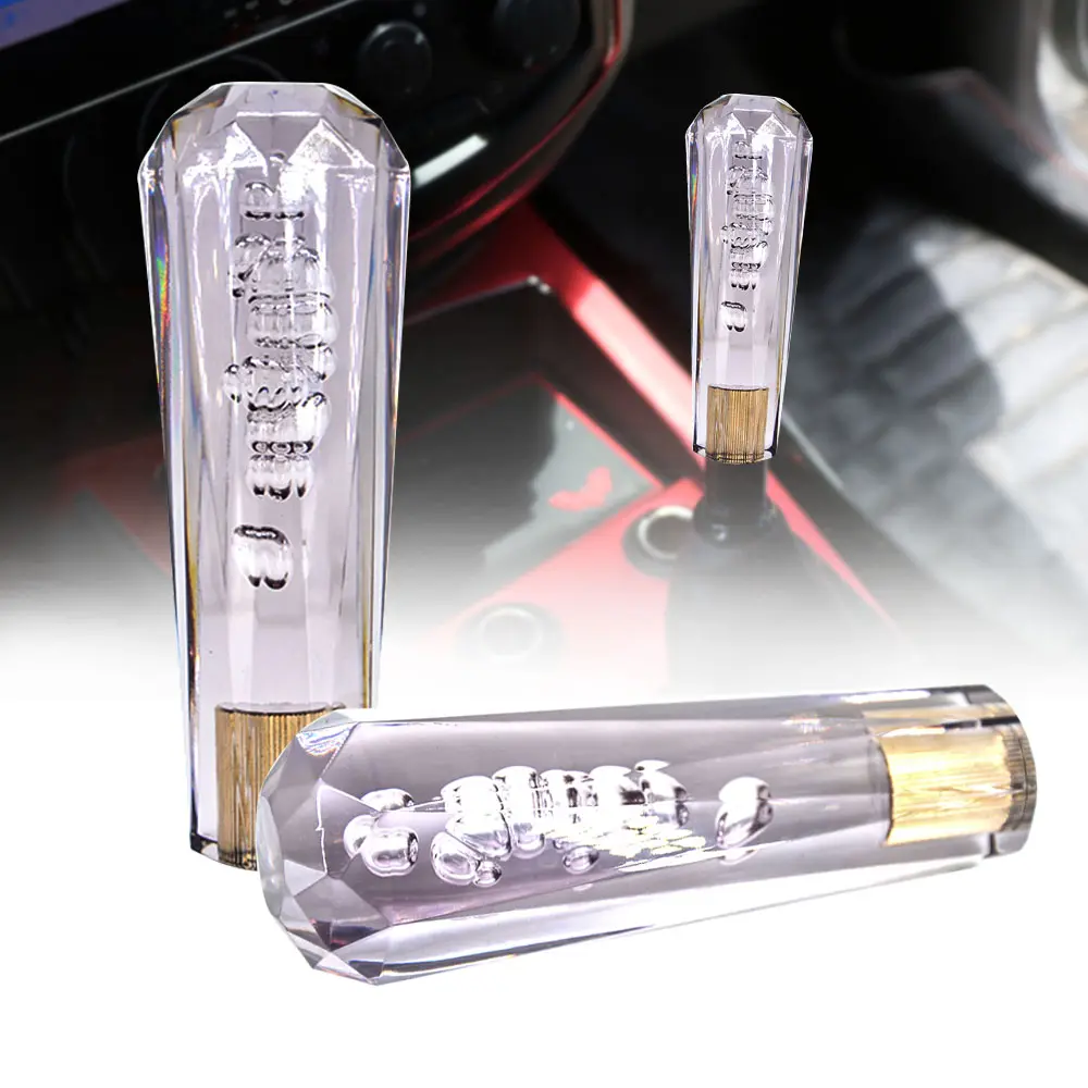 VIP 150mm Transparent Manual Black Diamond Crystal Bubble Shift Knob Universal Shifter Knobs Automotive