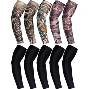 Boao 20 Pcs Temporary Tattoo Sleeve for Men Women UV Sun Protection Sleeves Arm Compression Sleeves for Sport Cycling Fishing