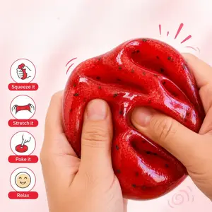 New model Watermelon Smoothie Squishy Toy, Soft Filled Sensory Stress Relief Toy, Slow Rebound Squeeze Fidget Toy for Kids Teens Adults, Cute Fruit Decompression Toy