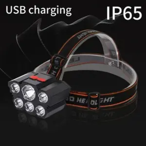 Portable Outdoor LED Headlamp, USB Rechargeable Head Torch, Ip65 Waterproof, Ideal for Camping Fishing Night Travel