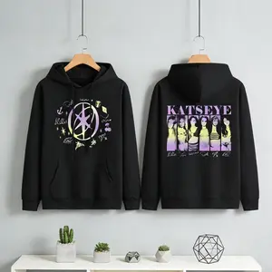 Katseye Kpop Graphics Hoodie, High-Tech Printing, 100% Cotton, Soft & Comfortable, Round Neck, Suitable for Daily Wear, School, Work, Party, Beach, Travel, Shopping, Sports, Running, Jogging, Walking, Cycling, Hiking, Gym, Yoga