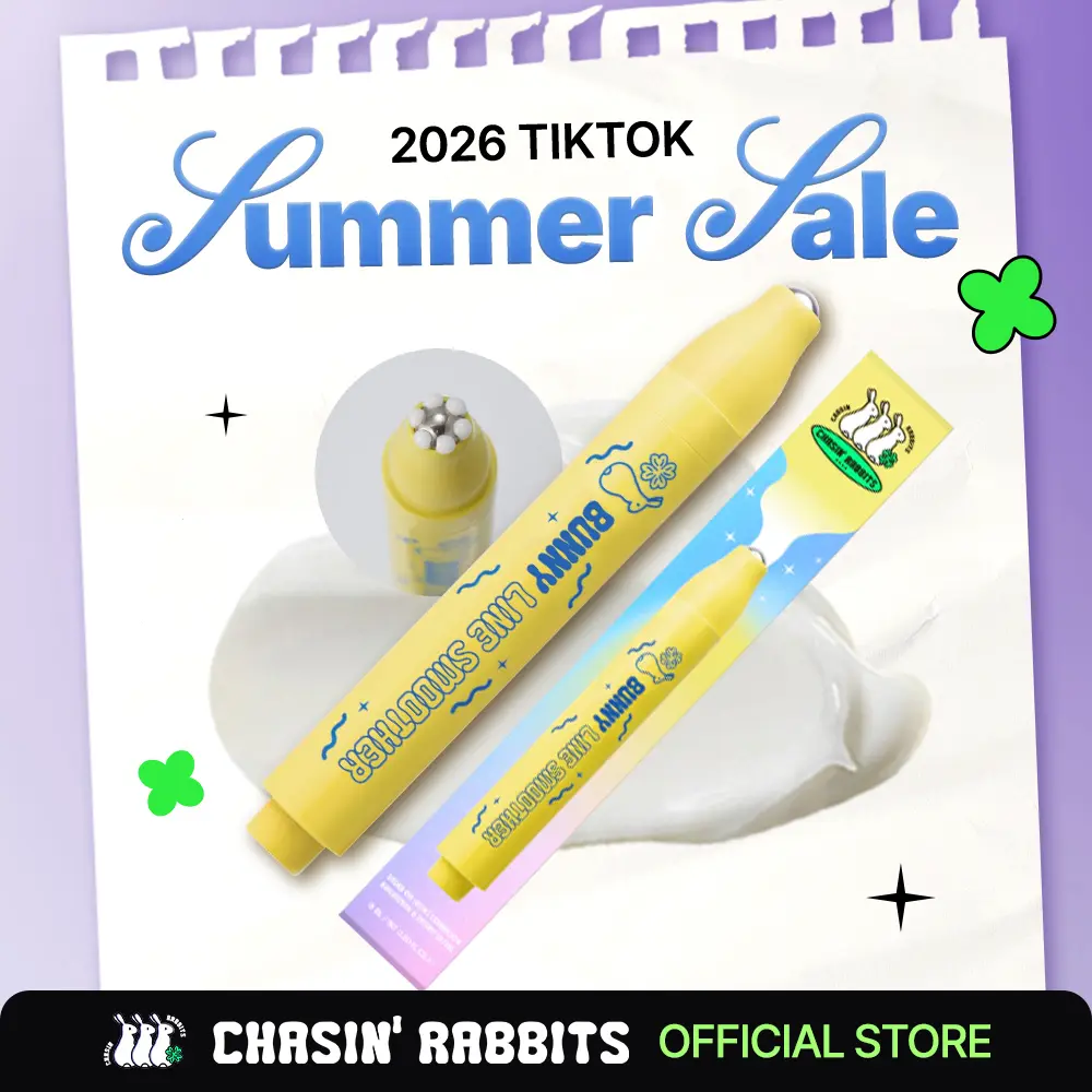 CHASIN' RABBITS Bunny Line Smoother Eye Cream Roller, 0.5 Fl Oz, Eye Serum with Surgical Steel Cooling Stick, Under Eye, Vegan, Korean Skincare Eye Health Products