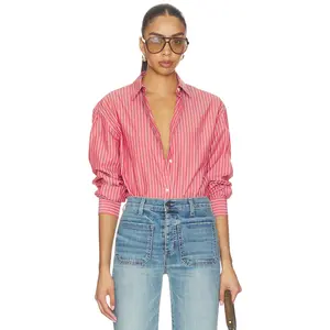 NILI LOTAN Yorke Shirt in Red And White Stripe