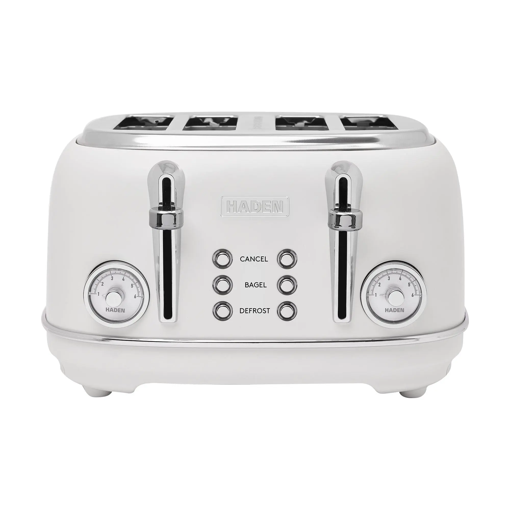 Haden Chelsea Stainless Steel 4 Slice Toaster, Extra Wide Slots, Ivory & Chrome Haden Chelsea Stainless Steel 4 Slice Toaster, Extra Wide Slots, Ivory & Chrome