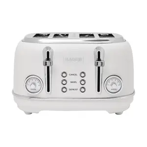 Haden Chelsea Stainless Steel 4 Slice Toaster, Extra Wide Slots, Ivory & Chrome