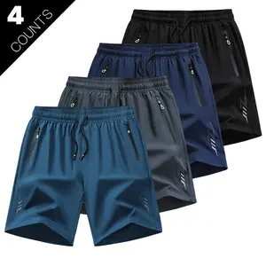 4-Pack Men’s Outdoor Stretch Lightweight Shorts, Breathable Casual Hiking Pants with Zipper Pockets