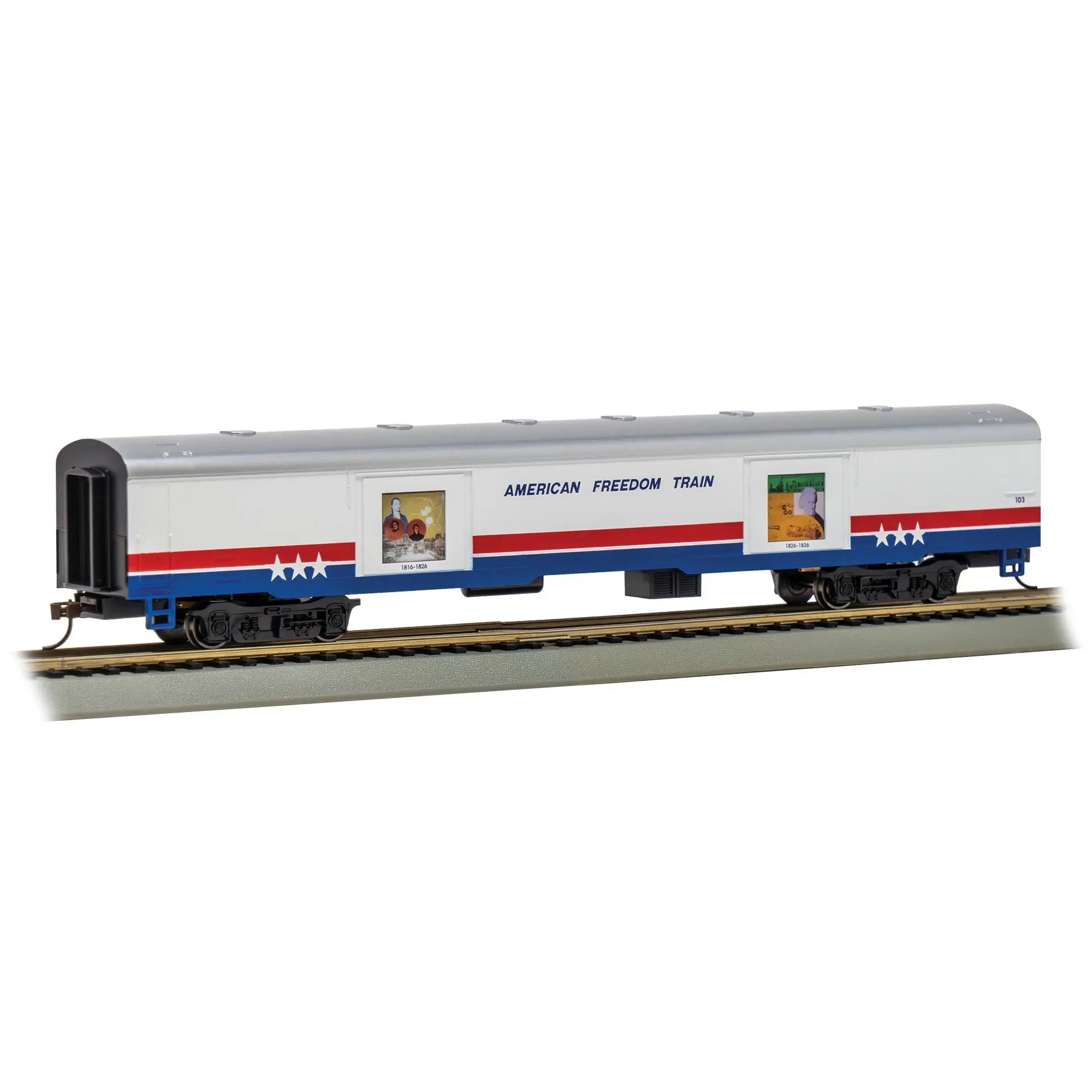Bachmann Trains - LIMITED EDITION AMERICAN FREEDOM TRAIN CARS with LIGHTED DISPLAYS - EXHIBIT CAR #103 1816-1836 - HO Scale