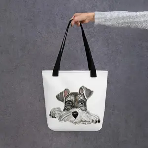 Women's Schnauzer Animal Motif Large Tote Bag (AOP) - Dual Straps, Open Top, Polyester Body, Spacious Hold