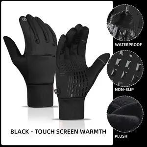 Winter Windproof Warm Gloves with Fleece Lining, Touchscreen Cycling Gloves, Suitable for Outdoor Sports, Skiing, Running, Driving, Anti-Slip Design