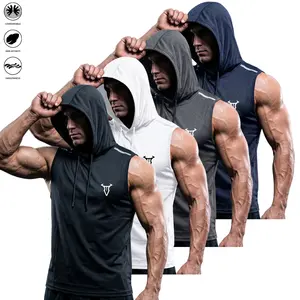 Multi-pack men’s hooded sleeveless T-shirts; lightweight summer training tops; outdoor running; casual beach tank tops; summer vibe