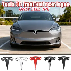 Tesla Car Front Rear Emblem Badge, Rust-Resistant Secure Fit, Precision Match for Model3/y, Vehicle Exterior Decoration Accessory, Car Decals