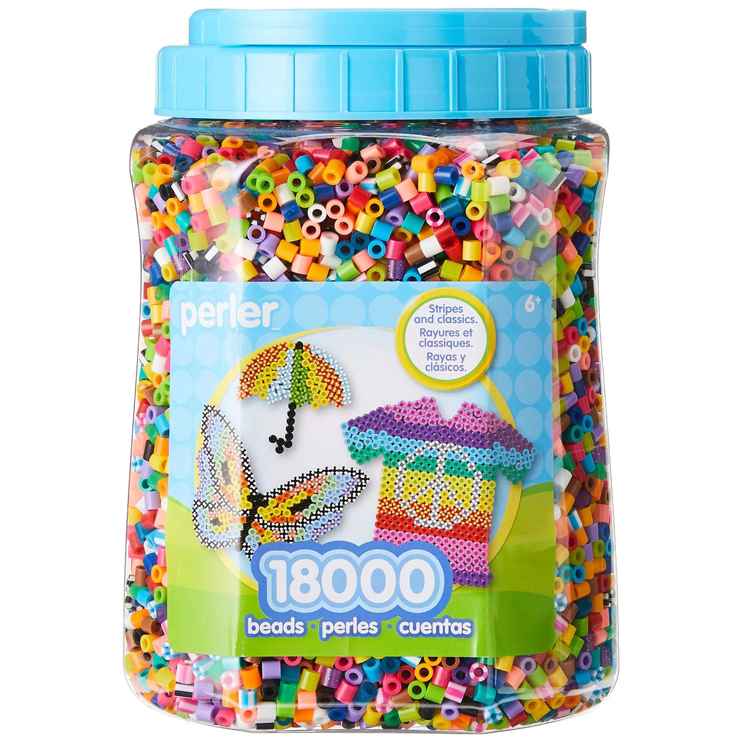 Perler Fun Fusion Bead Jar - 18,000 Multicolor Fuse Beads Bulk Set with Storage