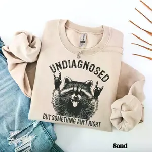 Undiagnosed But Something Ain't Right Raccoon Sweatshirt, Funny Animal Sweatshirt, Quirky Graphic Sweater, Cute Raccoon Sweater, Unisex Gift