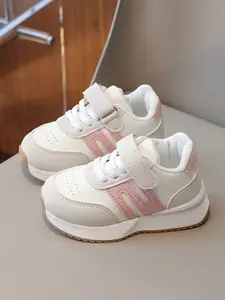 Girls' Colorblock Leather Shoes, Anti-Slip Rubber Sole, Low-Top Casual Sneakers for Spring & Fall, School & Outdoor Activities, Nonslip Trainers