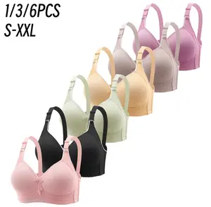 1/3/6PCS Women's Breathable Push Up Bra, Adjustable Strap Soft Comfortand Fit Adjustable Hook & Eye Lingerie Top for Daily Wear, Lingerie for All Seasons, Soft Fabric Bra